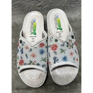 Sanital Eco Bio Made In Italy White Memory Foam Women’s 40 Sandals 9.5 Floral